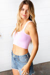 Lilac Washed Rib Cropped Square Neck Tank