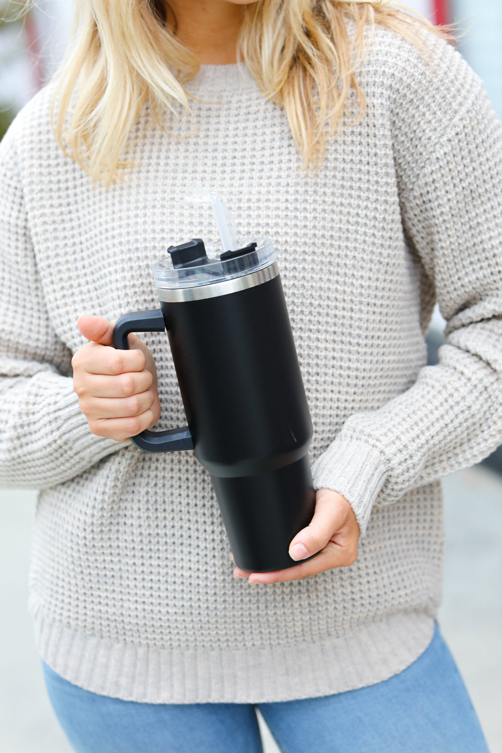 Black Insulated 38oz. Tumbler with Straw