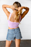 Lilac Washed Rib Cropped Square Neck Tank
