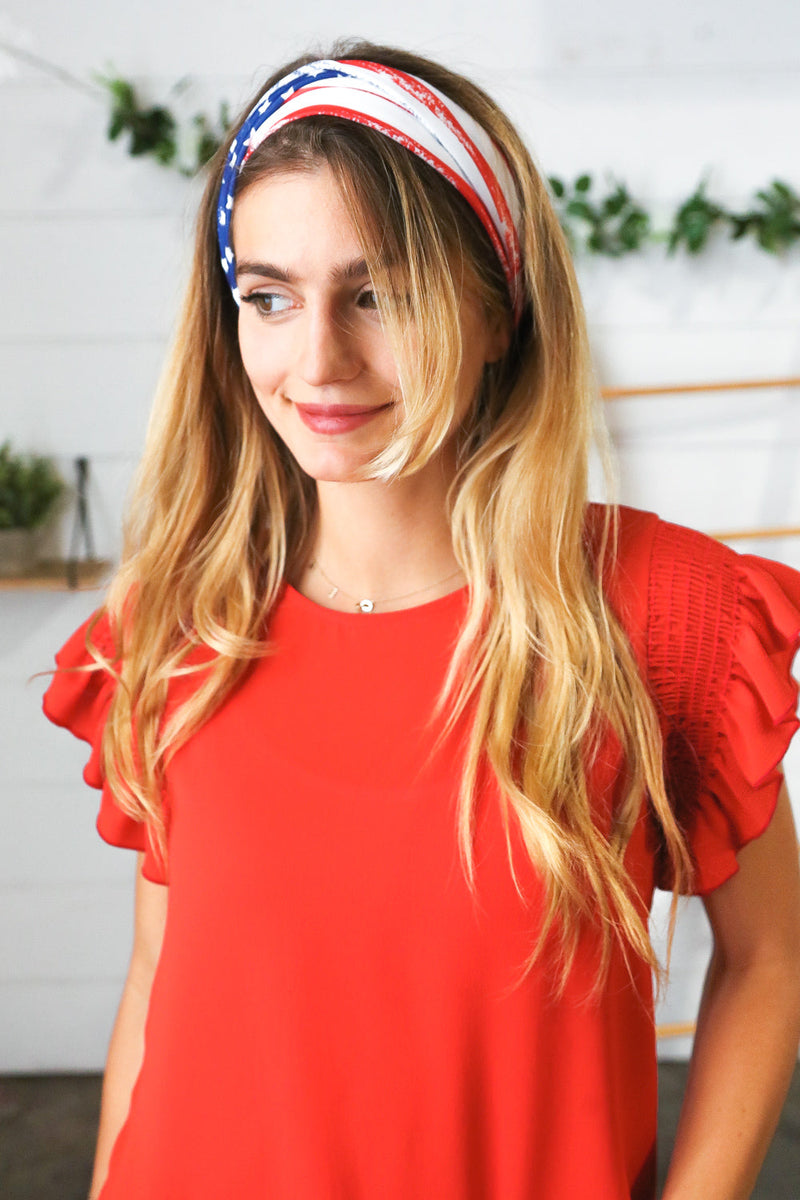 American Themed Knit Twist Headband