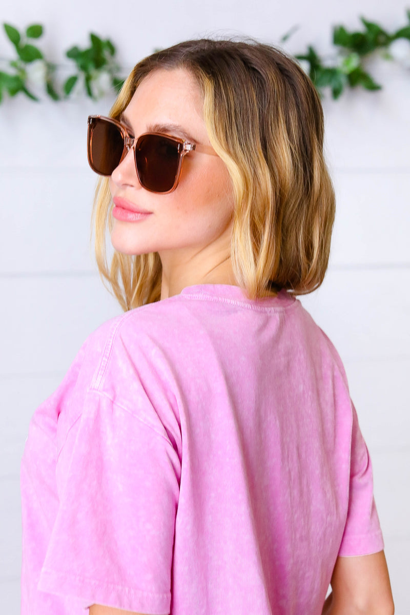 Translucent Rose UV Ray Unisex Square Sunglasses
