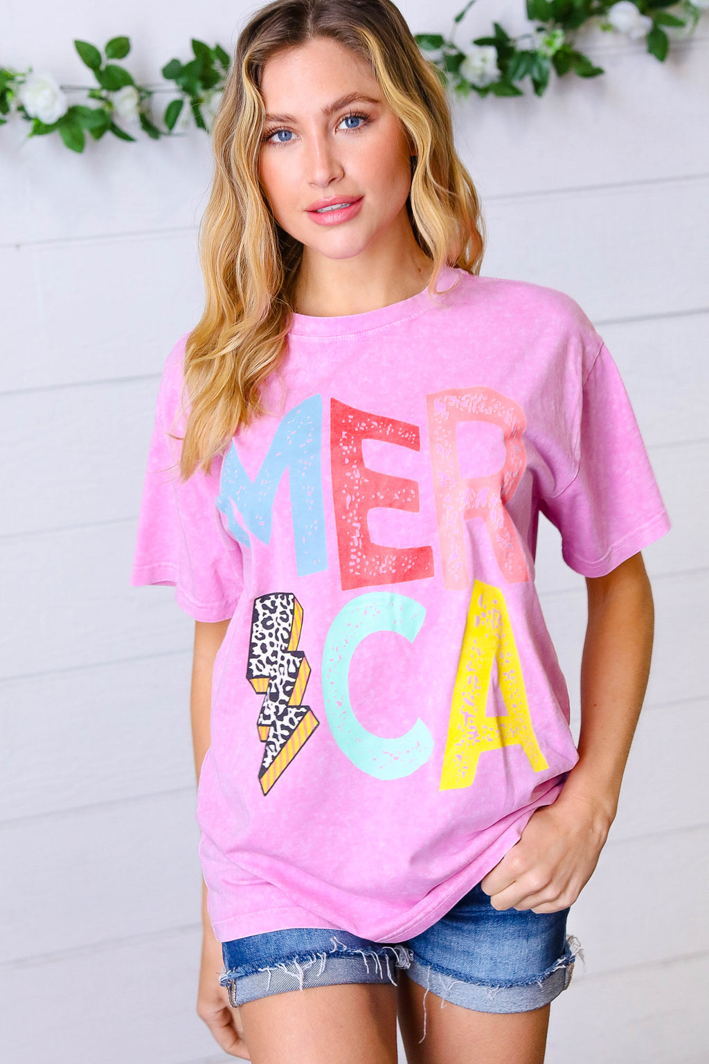 Hot Pink 'AMERICA’ Graphic Tee