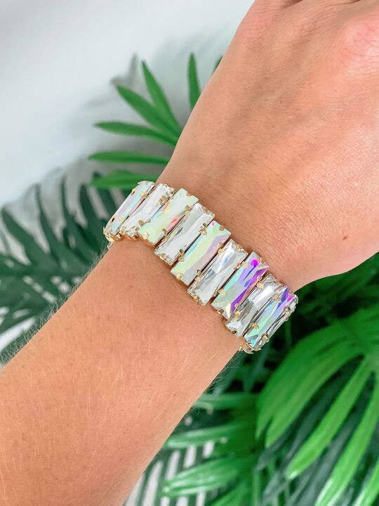 Pink Iridescent Jewel Stretch Bracelets
