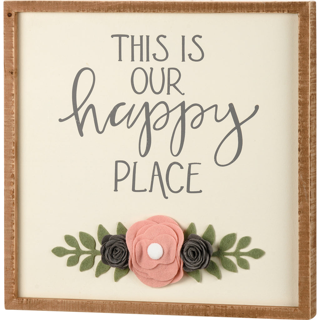 This Is Our Happy Place Flower Inset Box Sign
