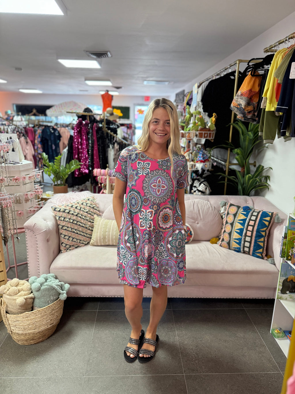 Wrinkle Free Paisley Short Sleeve Dress