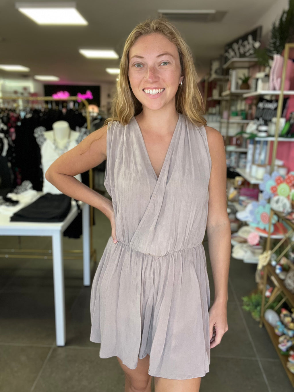 Ash Mocha Draped Romper