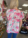 Pink Floral Woven Structured Top