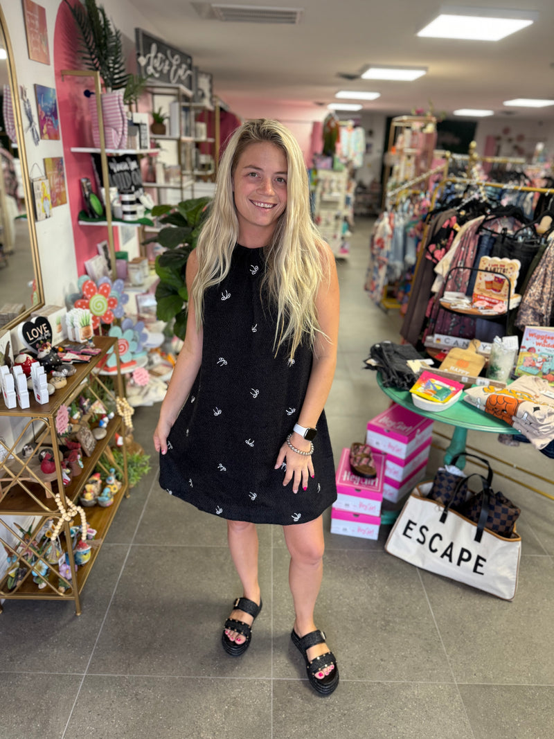 Tweed Embellished Bow Mini Dress