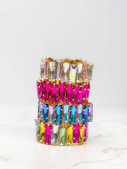 Pink Iridescent Jewel Stretch Bracelets