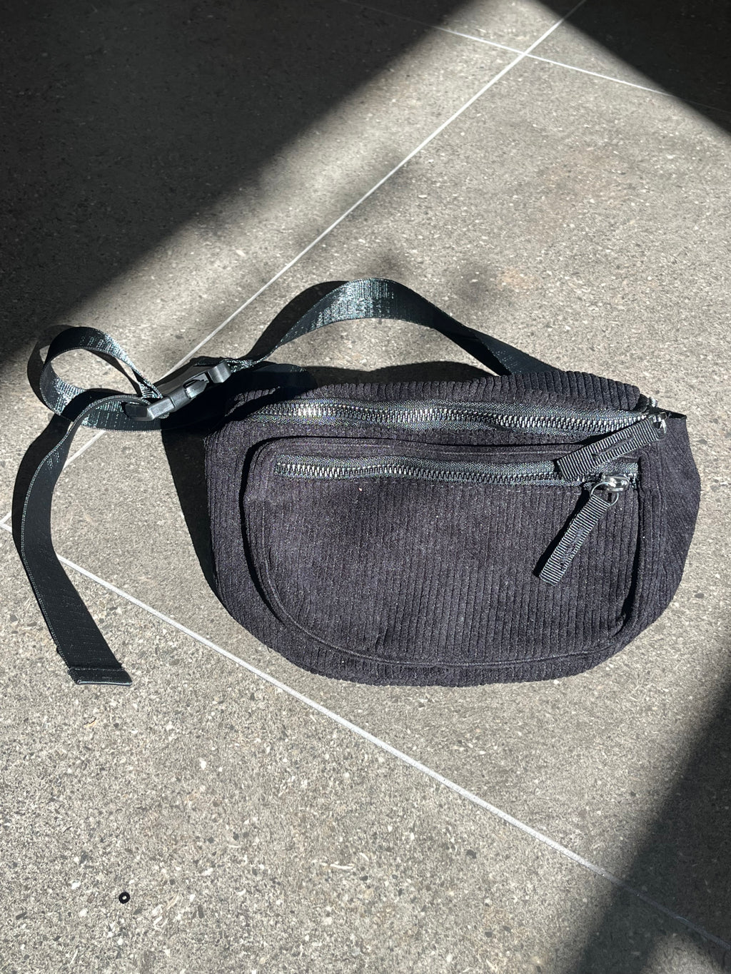 Black Corduroy Sling Bag