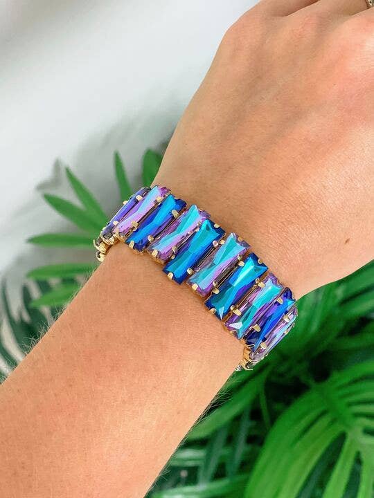 Pink Iridescent Jewel Stretch Bracelets