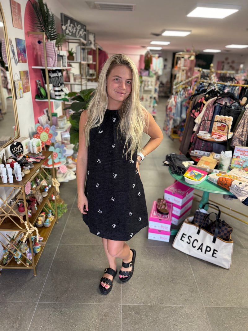 Tweed Embellished Bow Mini Dress