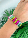 Pink Iridescent Jewel Stretch Bracelets