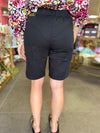 Black Women's Wide Leg Bermuda Shorts with Big Pockets