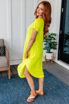 Dolman Sleeve Maxi Dress in Neon Yellow -2X