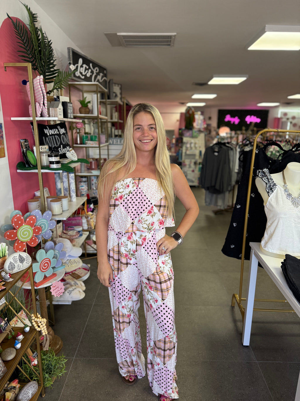 Blush Multi-Print Strapless Romper