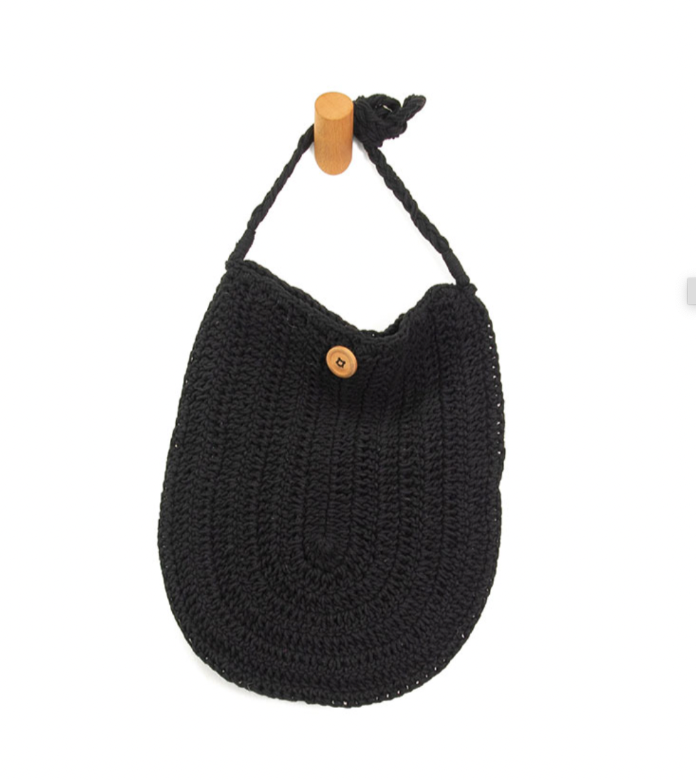Joy Susan Black Celest Macrame Shoulder Bag