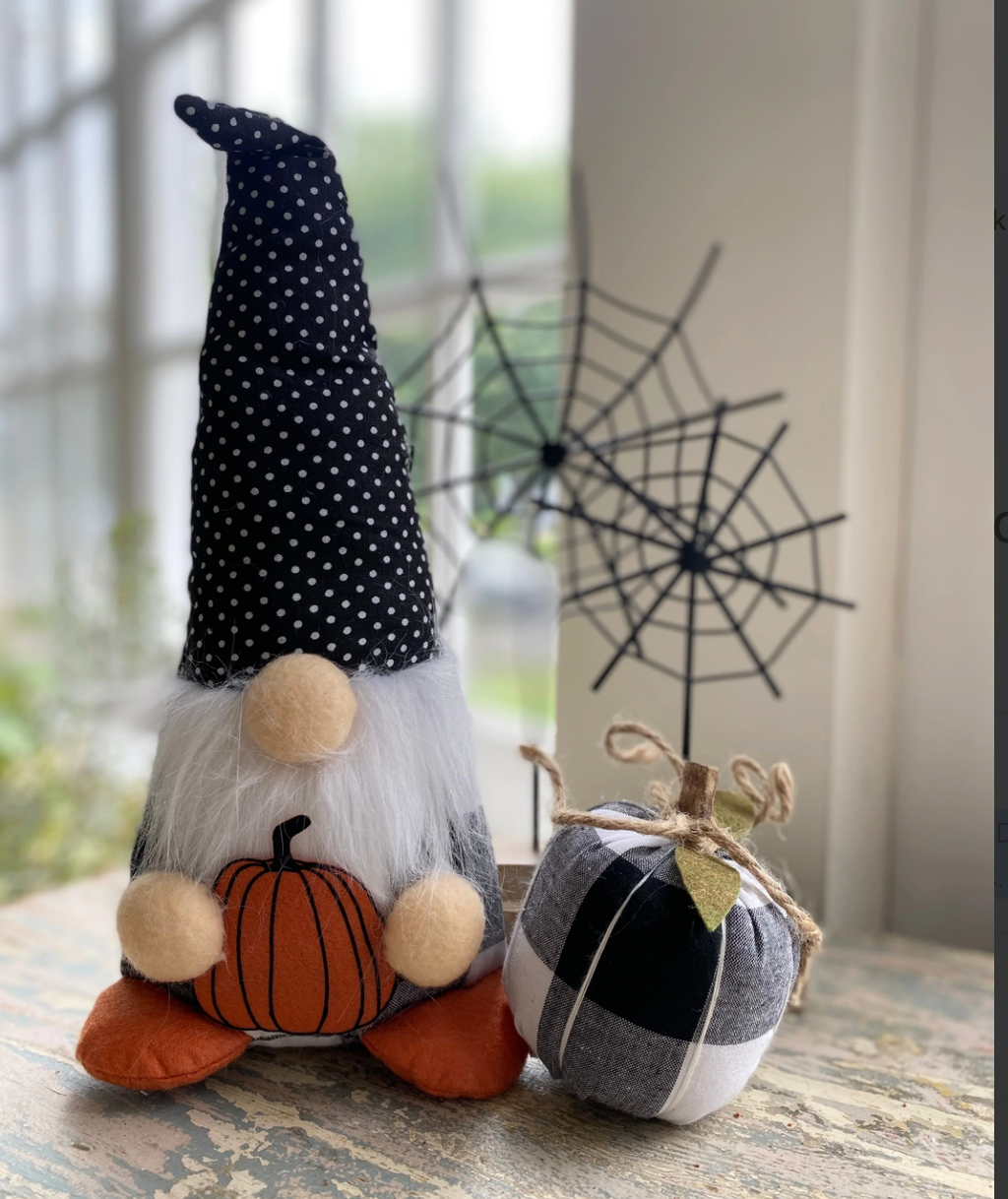 Fabric Gnome, Black Hat with White Dots