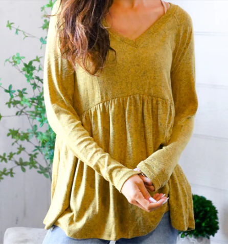 Mustard Hacci Babydoll Top