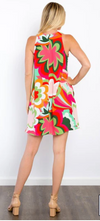 Coral Floral Print Woven Dress