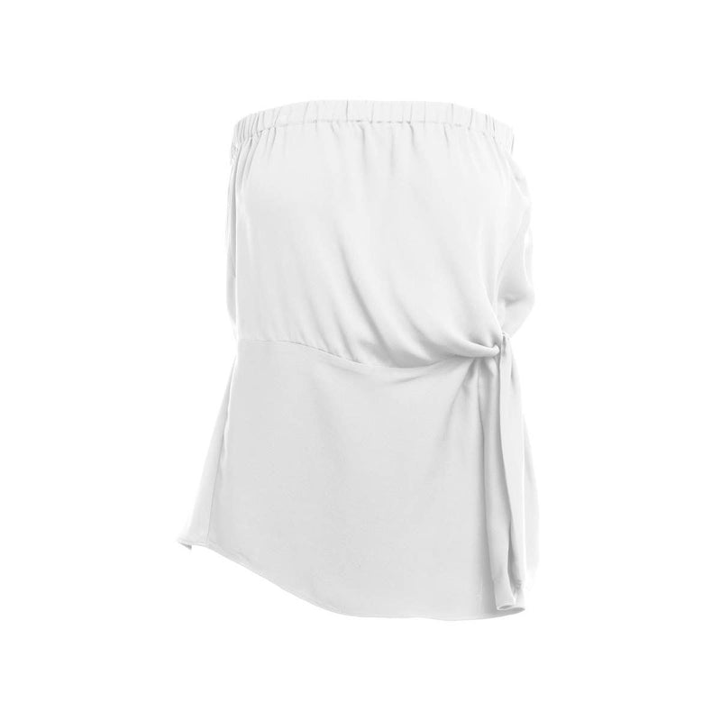 White Elastic Bust Twisted Waist Tube Top