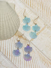 Mint Seashell Duo Dangle Earrings