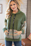 Holiday Green Hacci Corded Vintage Chevron Hoodie