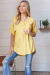 Yellow Cotton Button Down Placard Out Seam Top