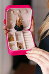 Pink Vegan Zipper Clutch Travel Jewelry Box