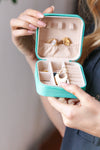 Mint Vegan Zipper Clutch Travel Jewelry Box