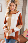Cream & Rust Hacci Colorblock Sweater Top