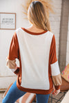 Cream & Rust Hacci Colorblock Sweater Top