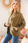 Olive Cotton Quilted Zip Up Jacket