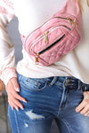 Blush Quilted Convertable Belt Sling Bag