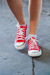 Red Canvas Lace Up Sneakers