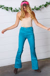 Dusty Teal High Rise Bootcut Colored Denim Jeans
