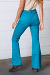 Dusty Teal High Rise Bootcut Colored Denim Jeans