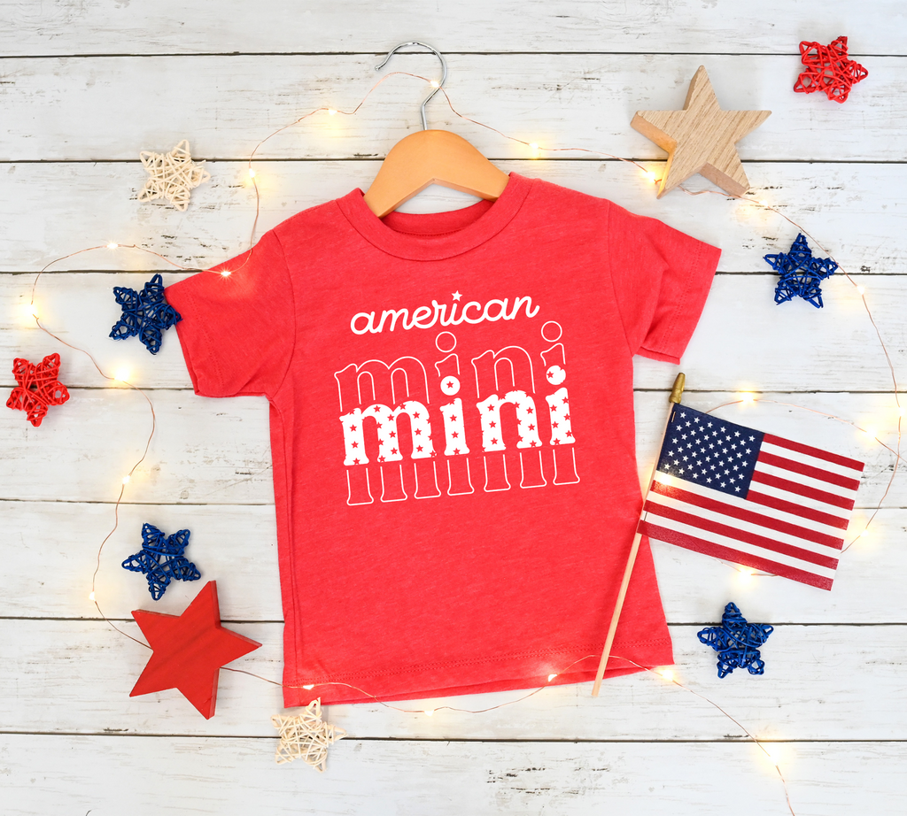 PREORDER: American Mini Graphic Tee in Heather Red
