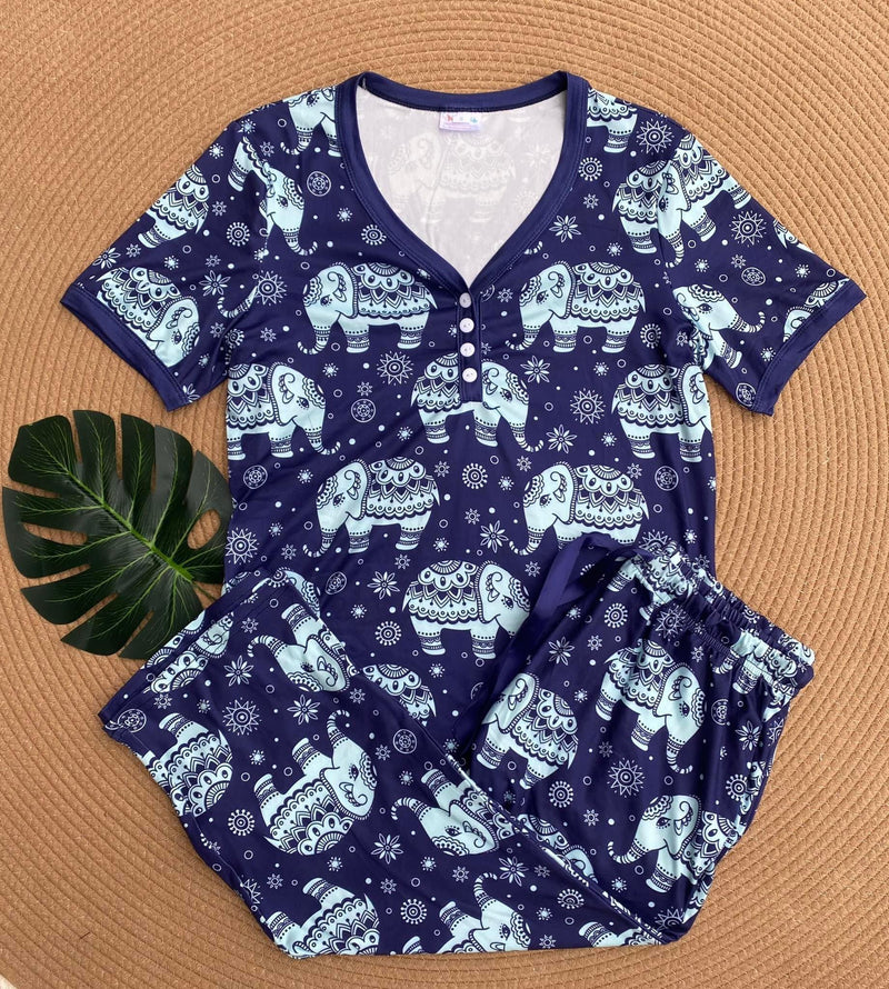 PREORDER: Short Sleeve Pajama Set with Shorts in Assorted Prints
