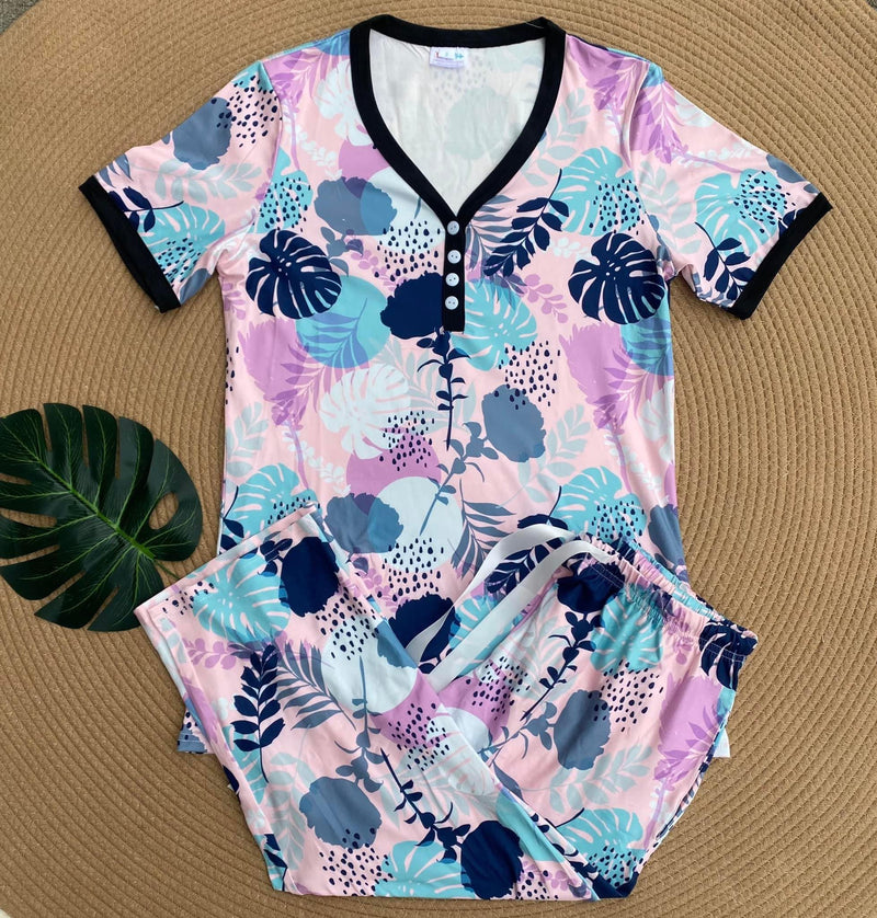 PREORDER: Short Sleeve Pajama Set with Shorts in Assorted Prints