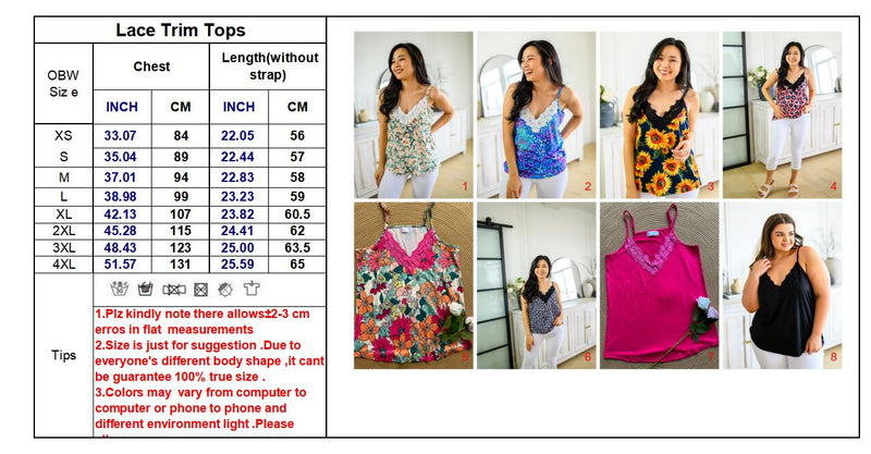 PREORDER: Lace Trim Tops in Assorted Prints