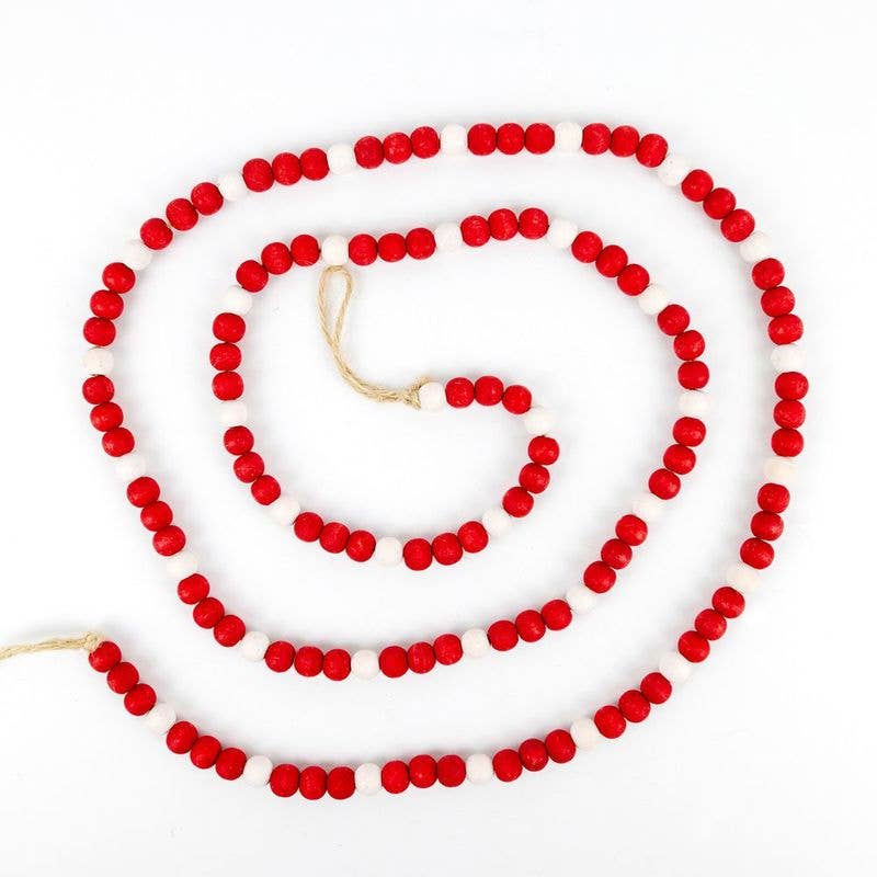 Adams & Co. Red & White Wooden Bead Garland