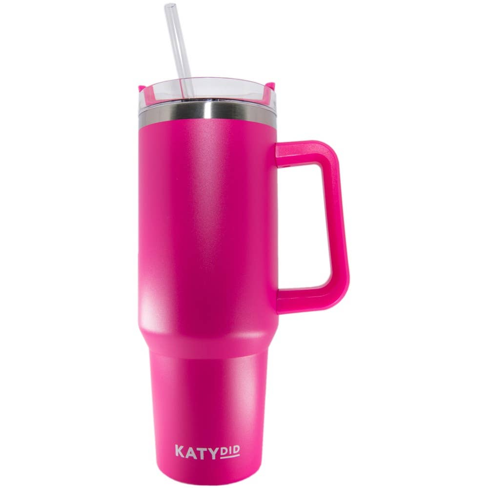 Katydid - Hot Pink 40 Oz Tumbler Cup with Handle