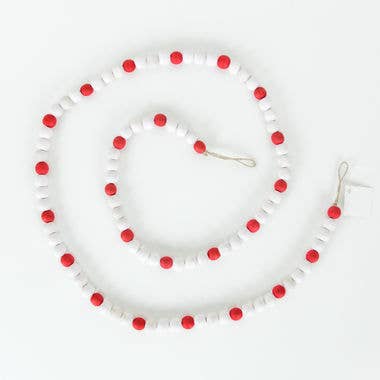 Adams & Co. White & Red Wooden Bead Garland