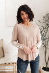 Coffee Date V Neck Top In Taupe