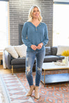 Waffle Love Thermal Top In Blue