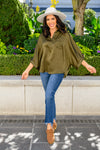 In Your Thoughts Oversized Dolman Sleeve Top In Olive