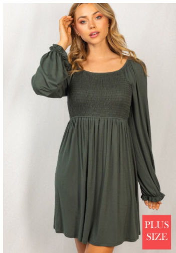 Olive Ruched Top Dress