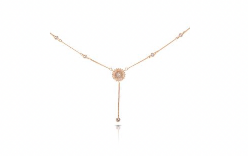 Ice Blu Daisy Drop-Chain Necklace - Gold