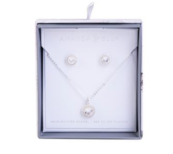 Boxed Ice Blu Earring & Necklace Set - Silver Halo